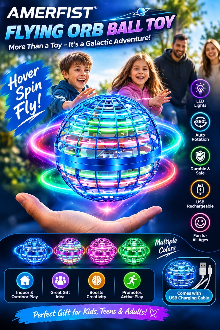 Hand-Controlled Boomerang Hover Spinner with RGB LED Lights